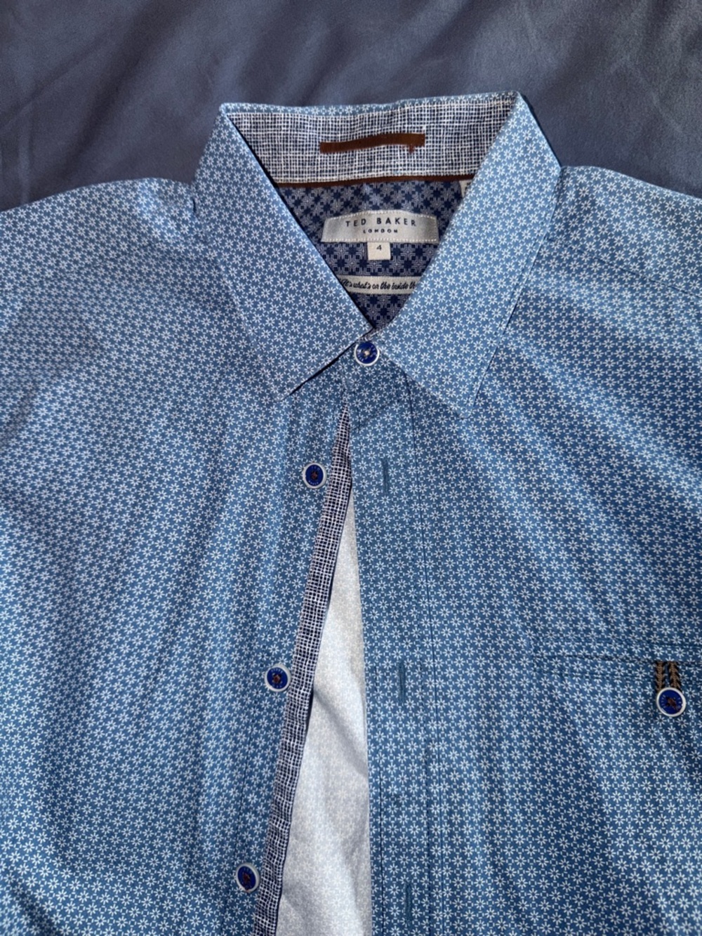 Ted Baker Light Blue Micro-Pattern Button-Down Shirt